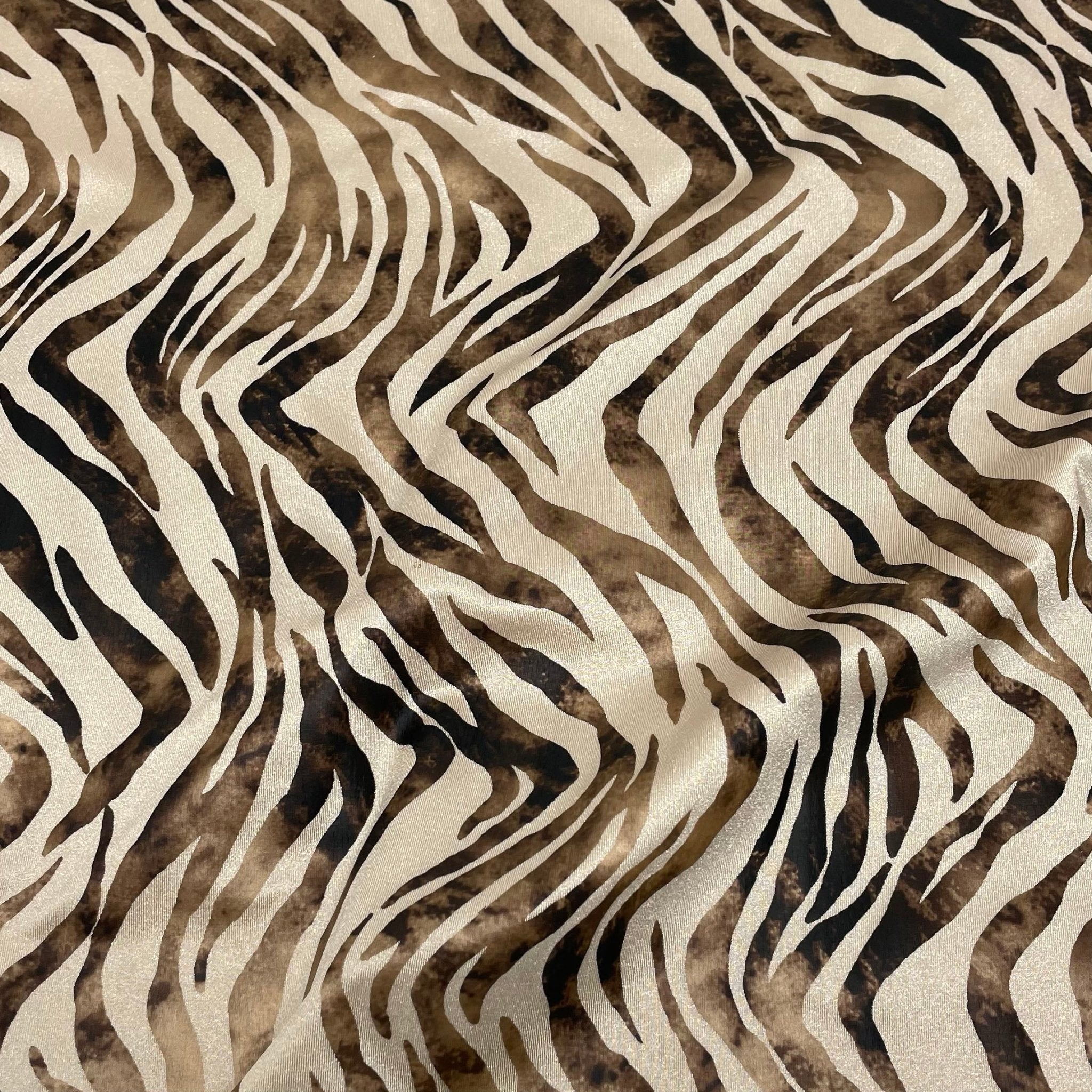 Desert Zebra Foil Printed Spandex Fabric | CDW