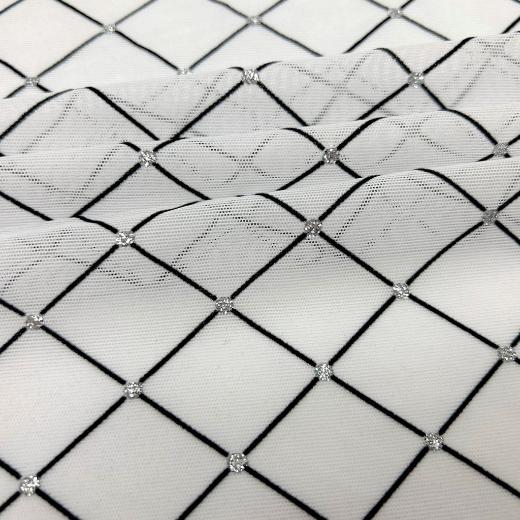 Diamonds Flocked Stretch Mesh Fabric | CDW