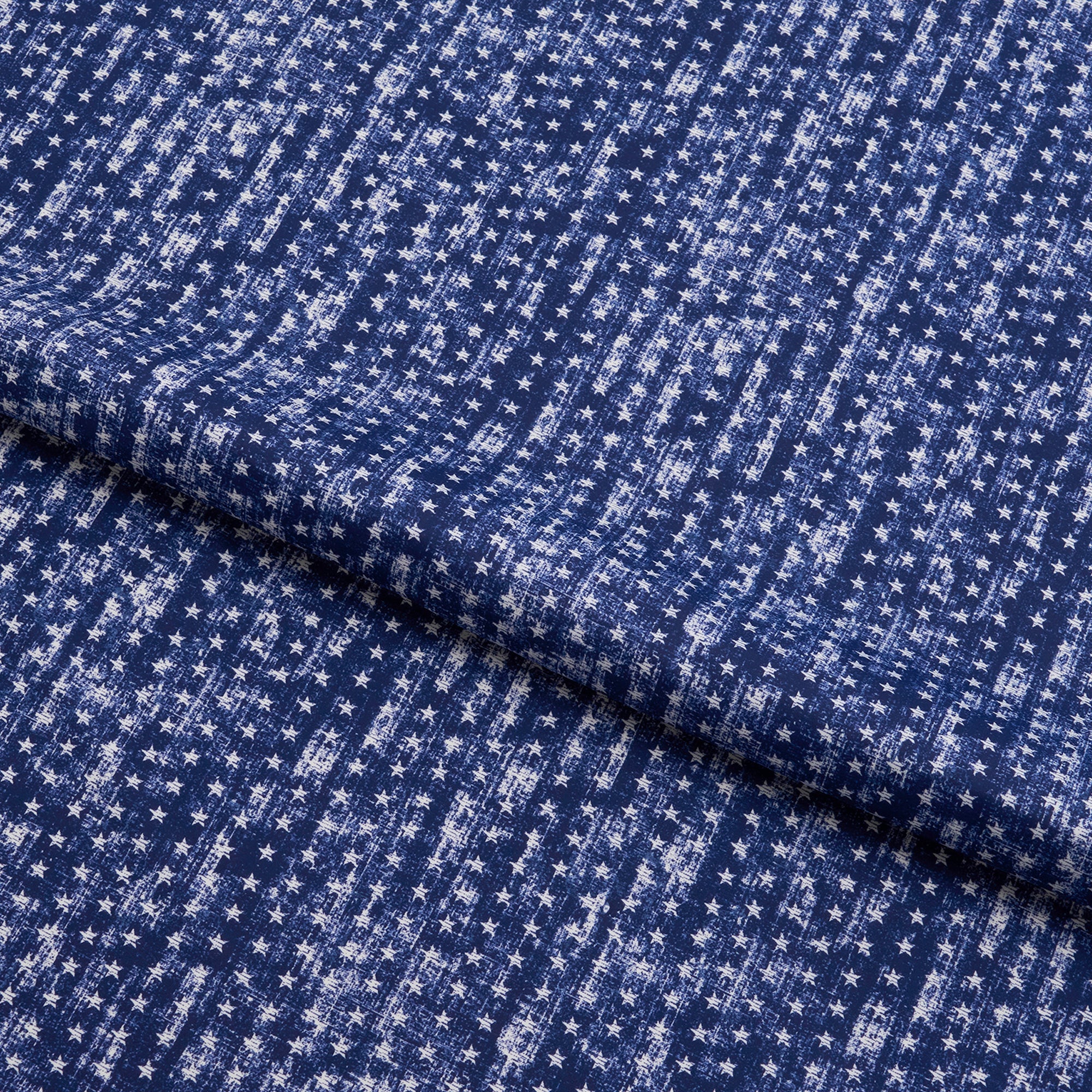 Antique Denim Stars Printed Spandex Fabric | CDW