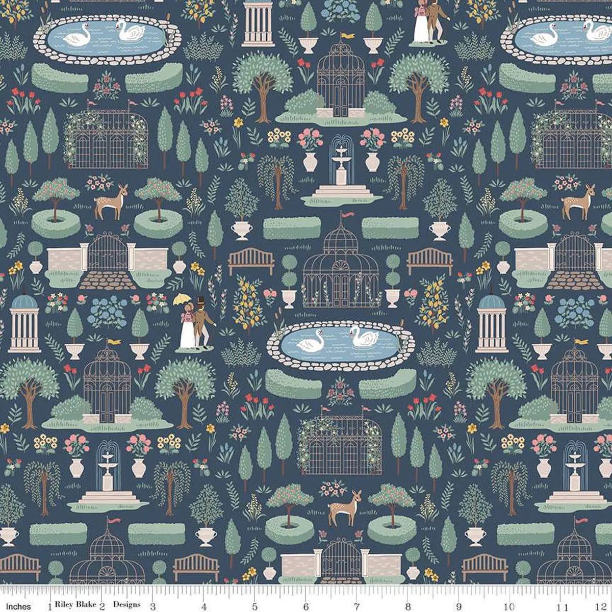 Emma Highbury Navy 43"/44" Fabric Per Yard