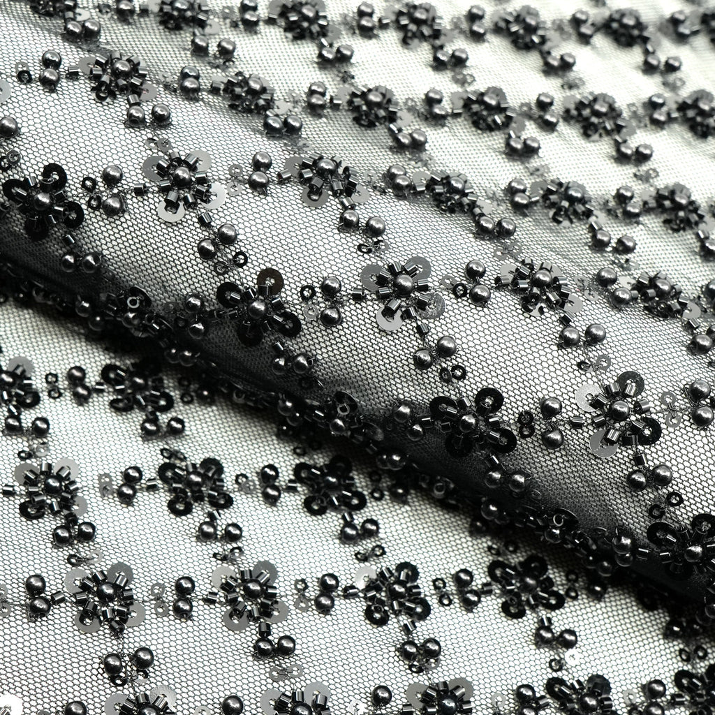 Blossom Beaded with Sequin Stretch Mesh Fabric | CDW