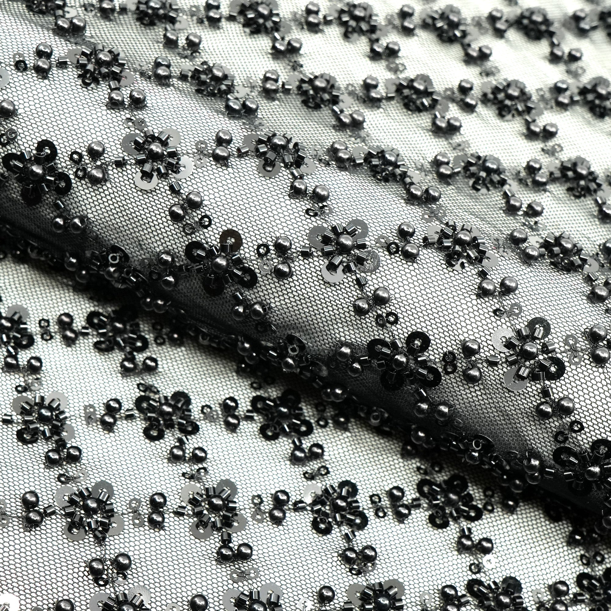 Blossom Beaded with Sequin Stretch Mesh Fabric | CDW