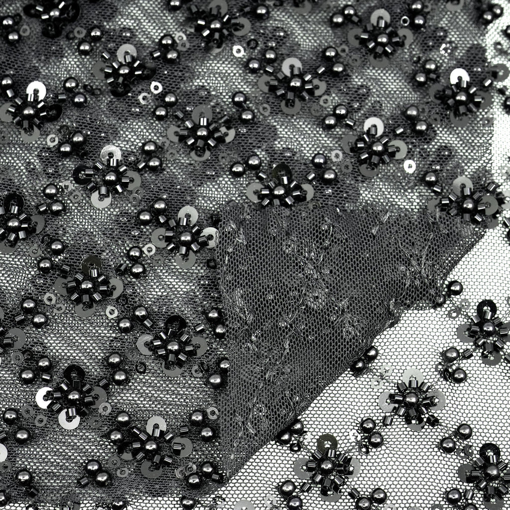 Blossom Beaded with Sequin Stretch Mesh Fabric | CDW