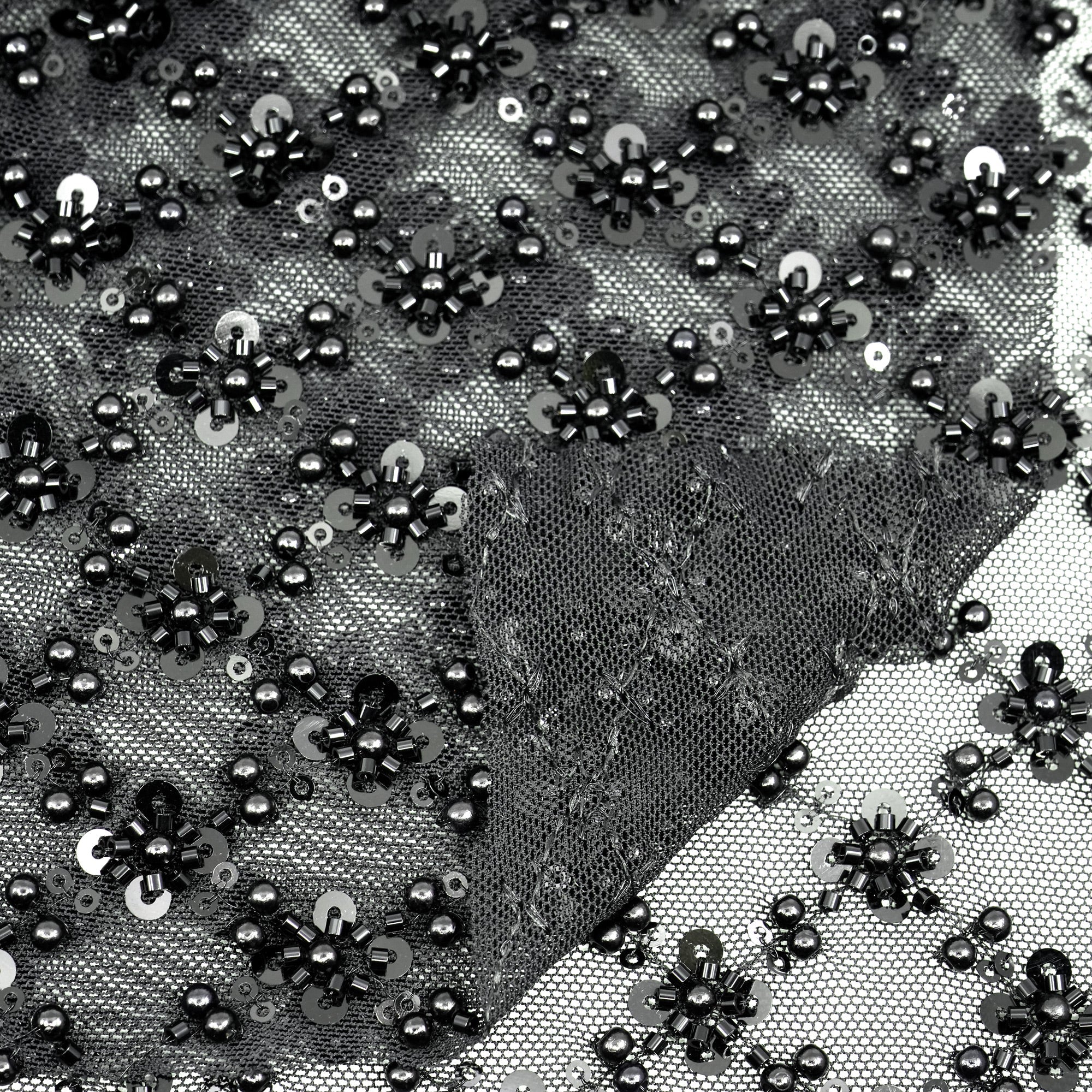 Blossom Beaded with Sequin Stretch Mesh Fabric | CDW