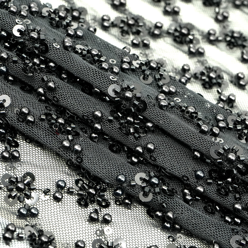 Blossom Beaded with Sequin Stretch Mesh Fabric | CDW