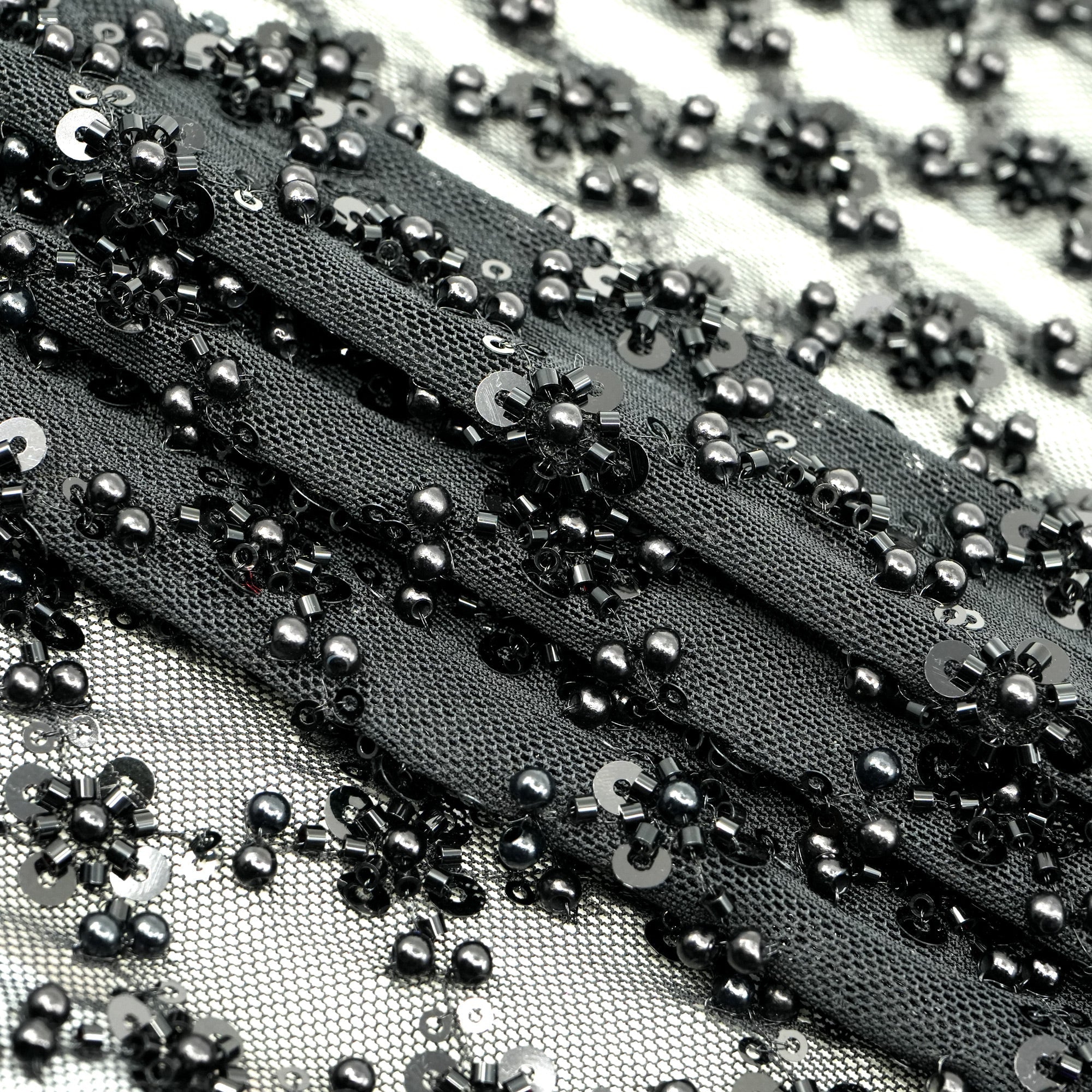 Blossom Beaded with Sequin Stretch Mesh Fabric | CDW