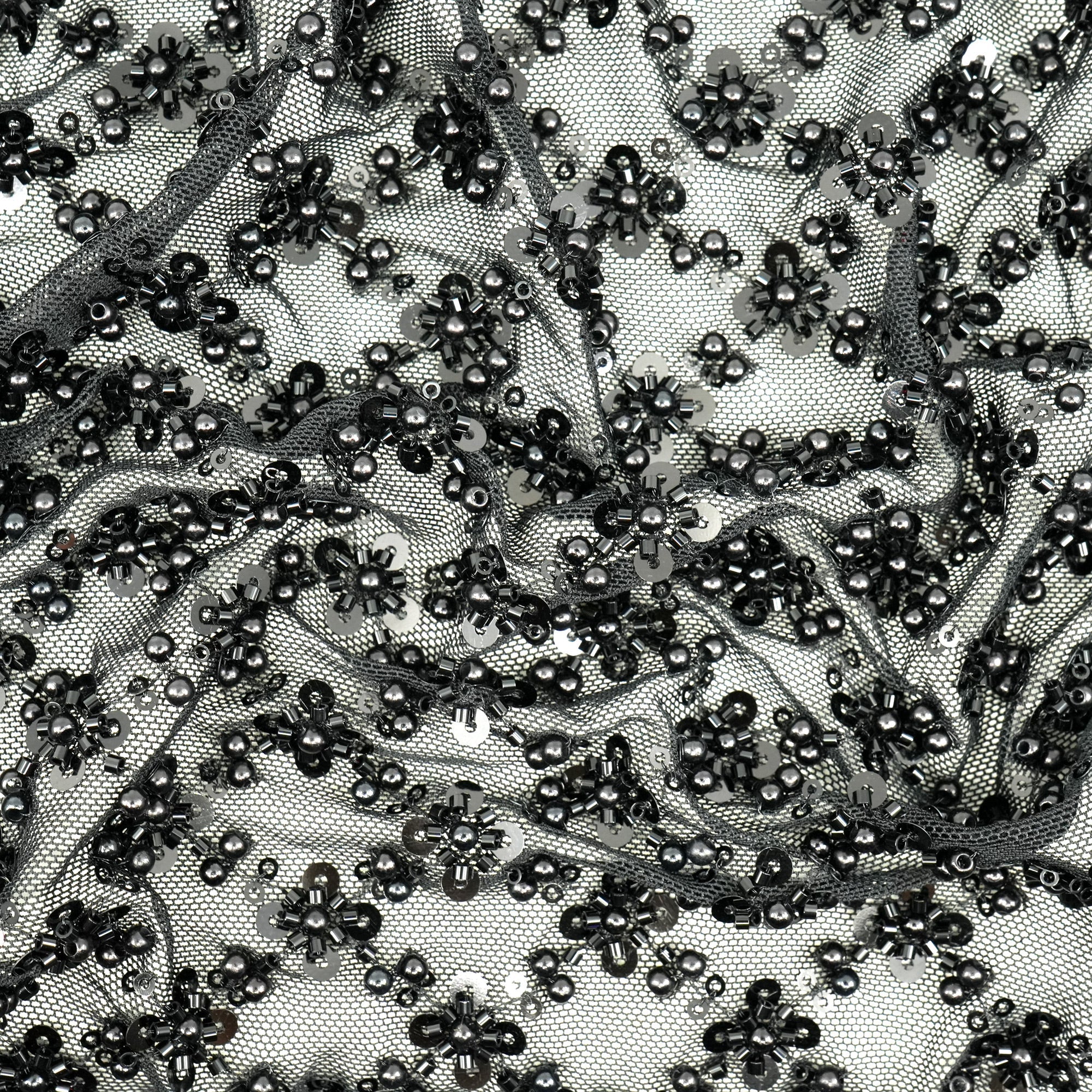 Blossom Beaded with Sequin Stretch Mesh Fabric | CDW