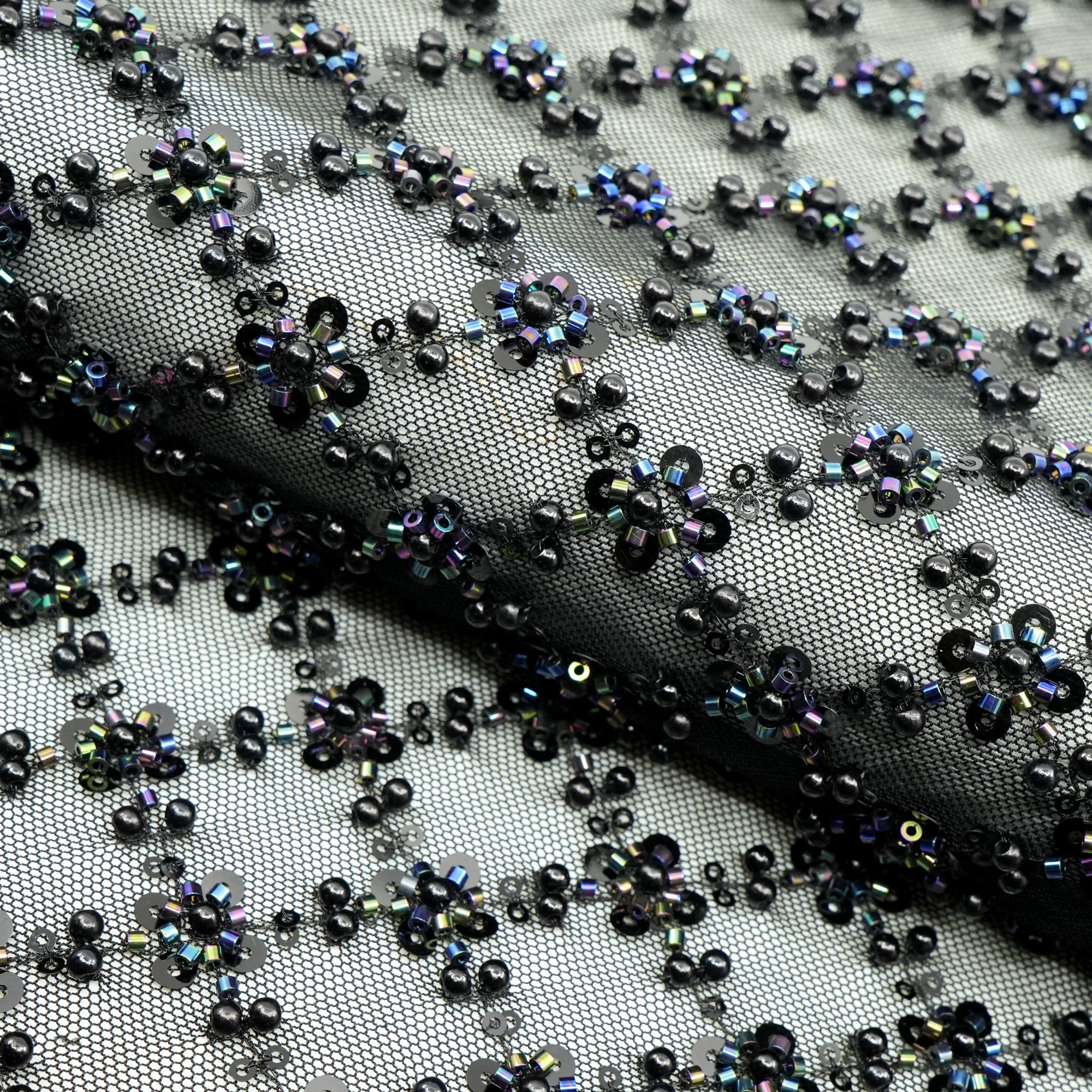 Blossom Beaded with Sequin Stretch Mesh Fabric | CDW
