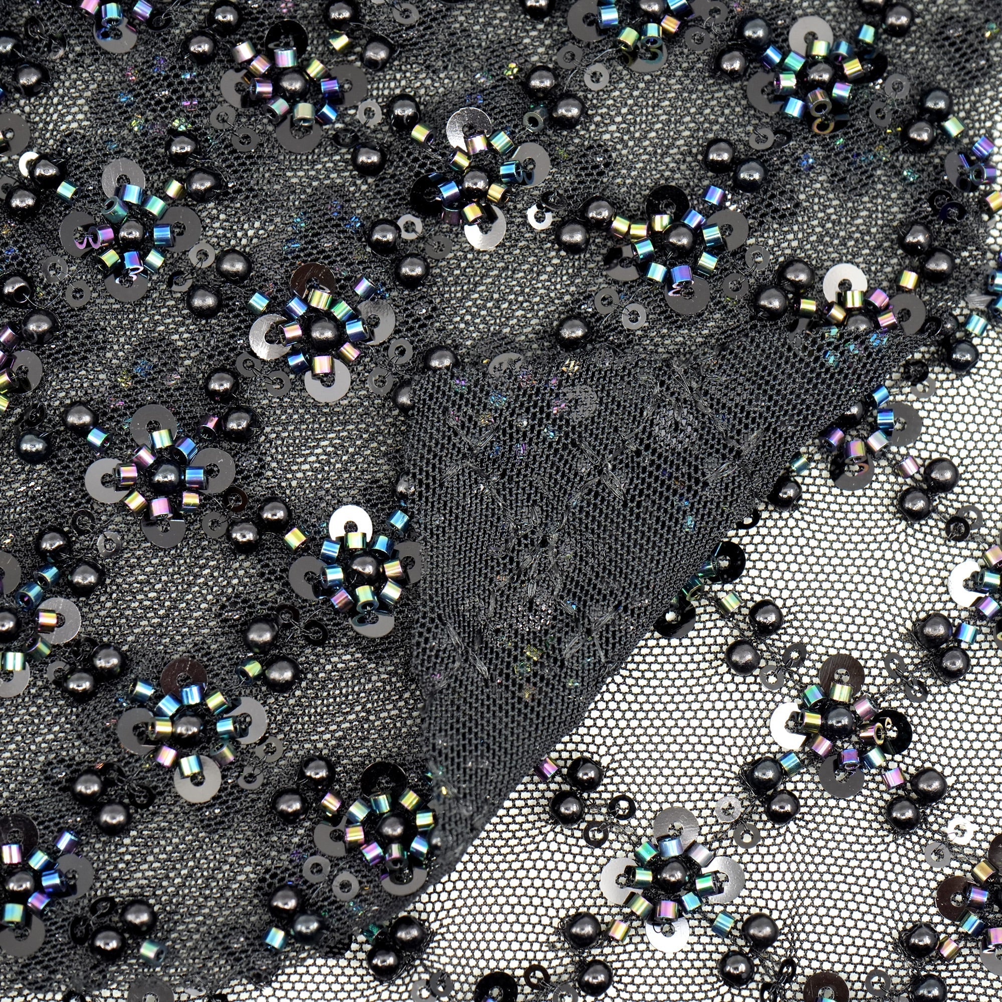 Blossom Beaded with Sequin Stretch Mesh Fabric | CDW