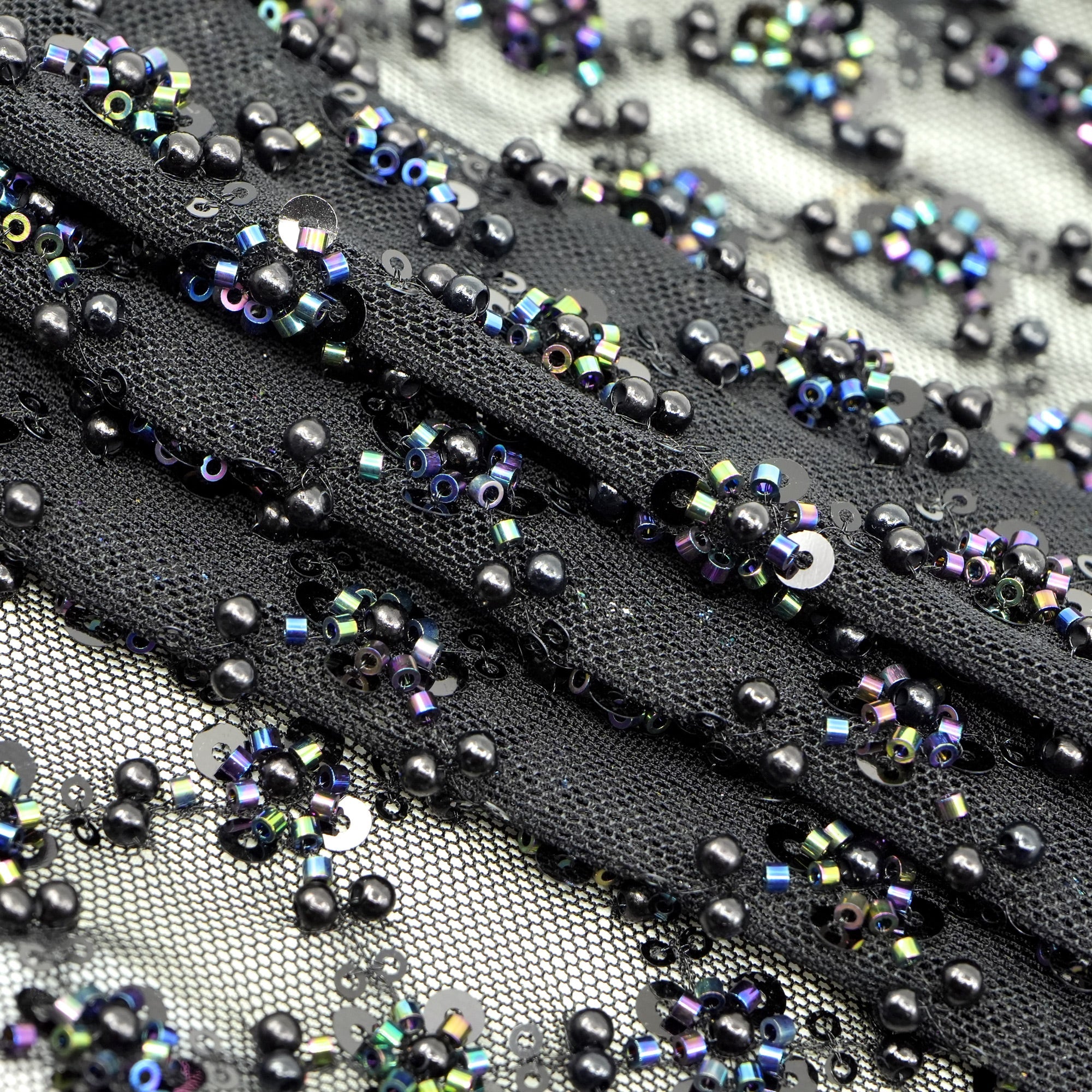 Blossom Beaded with Sequin Stretch Mesh Fabric | CDW