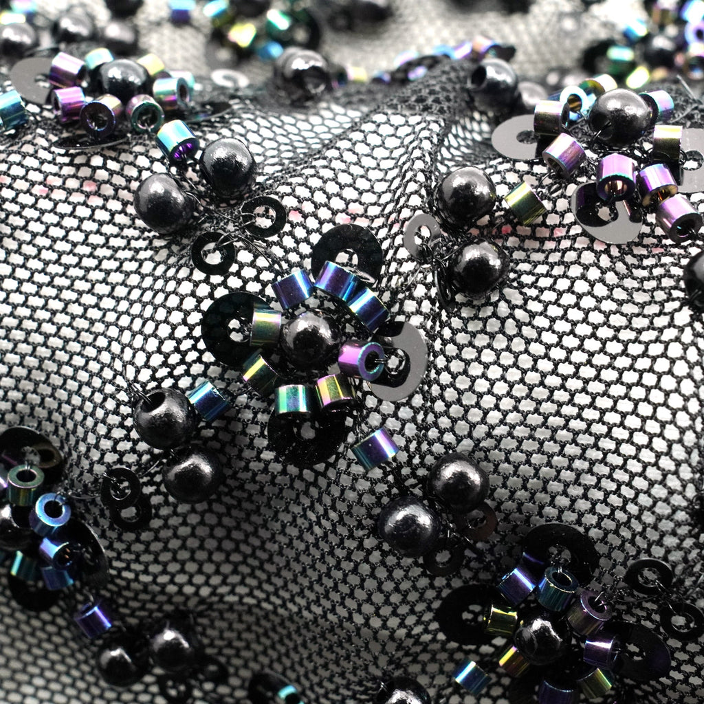 Blossom Beaded with Sequin Stretch Mesh Fabric | CDW