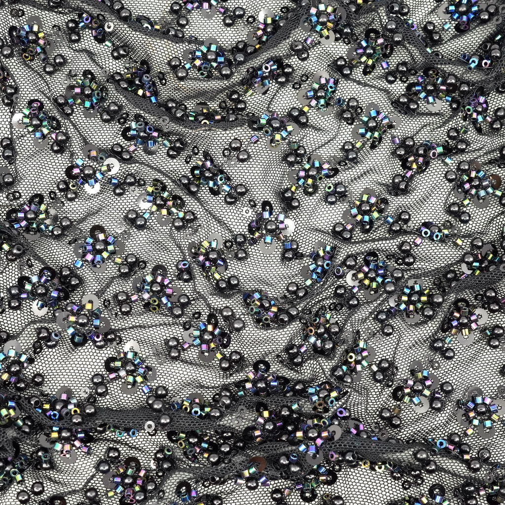 Blossom Beaded with Sequin Stretch Mesh Fabric | CDW
