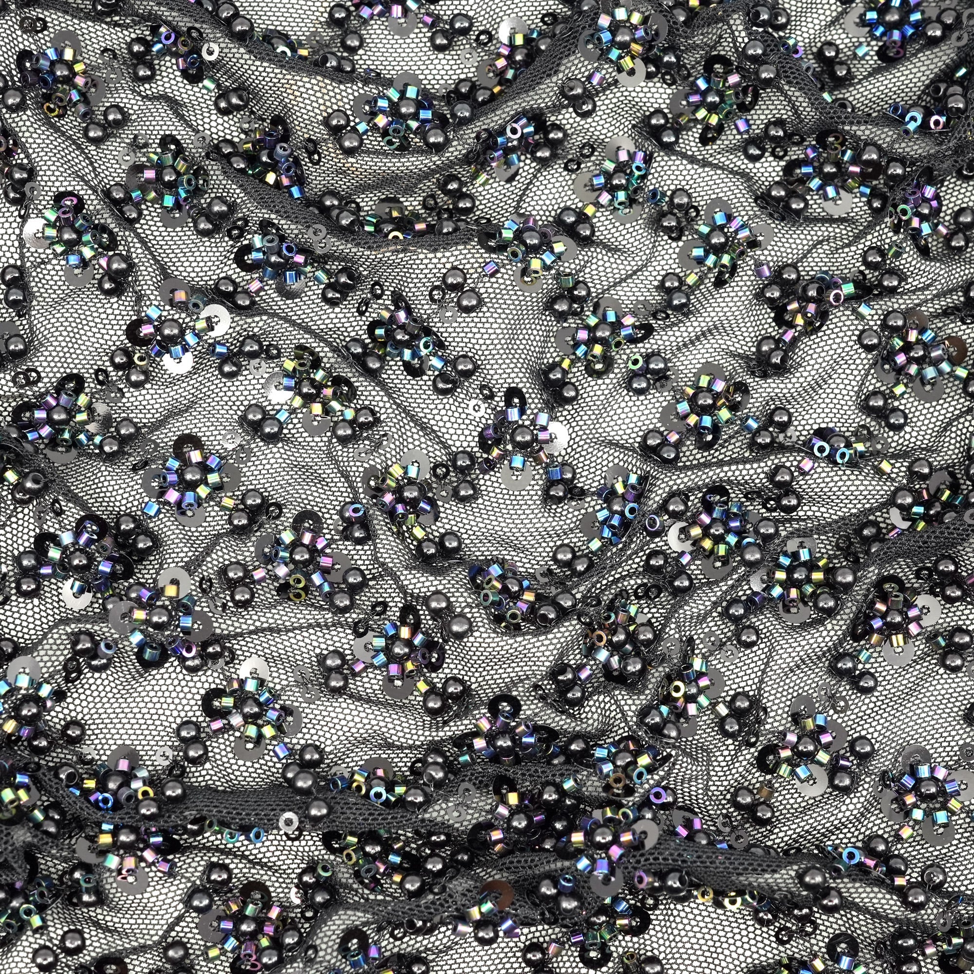 Blossom Beaded with Sequin Stretch Mesh Fabric | CDW