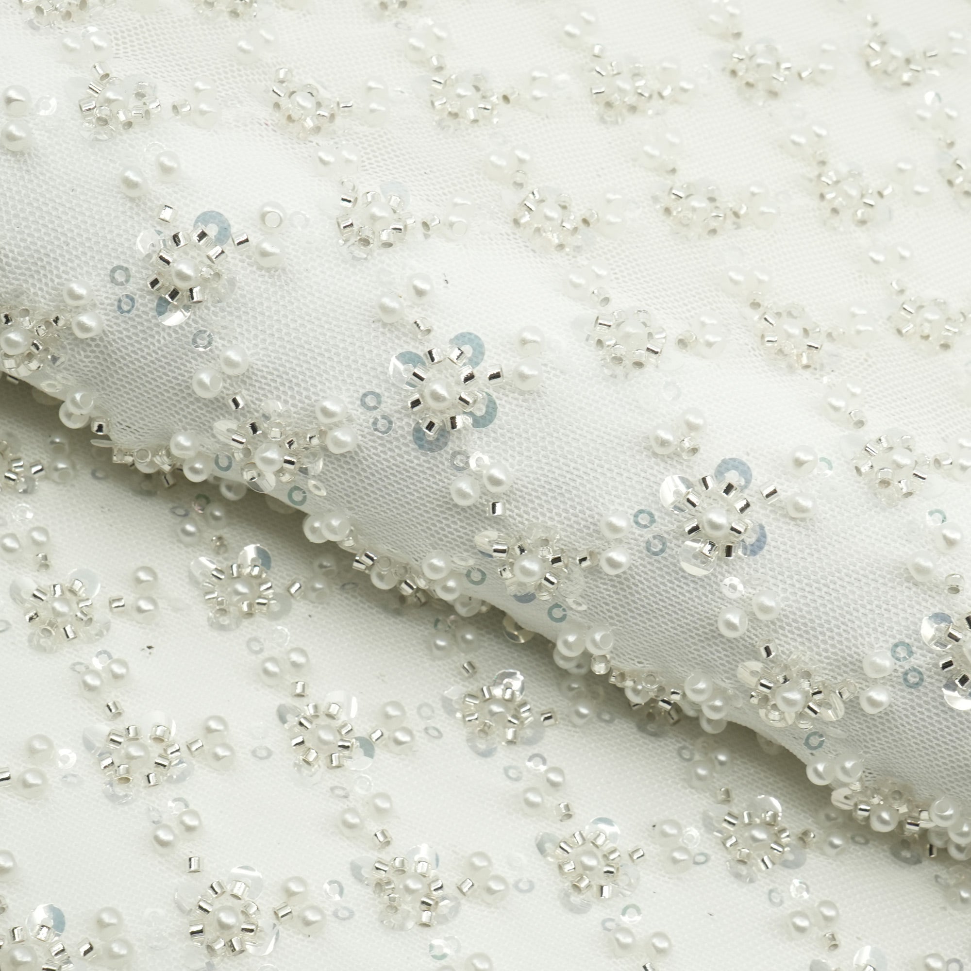 Blossom Beaded with Sequin Stretch Mesh Fabric | CDW