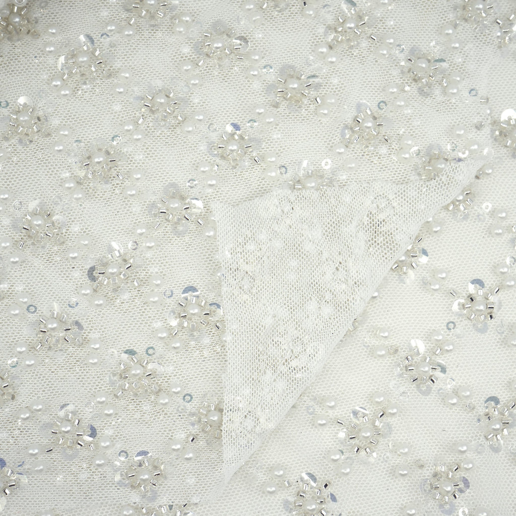 Blossom Beaded with Sequin Stretch Mesh Fabric | CDW