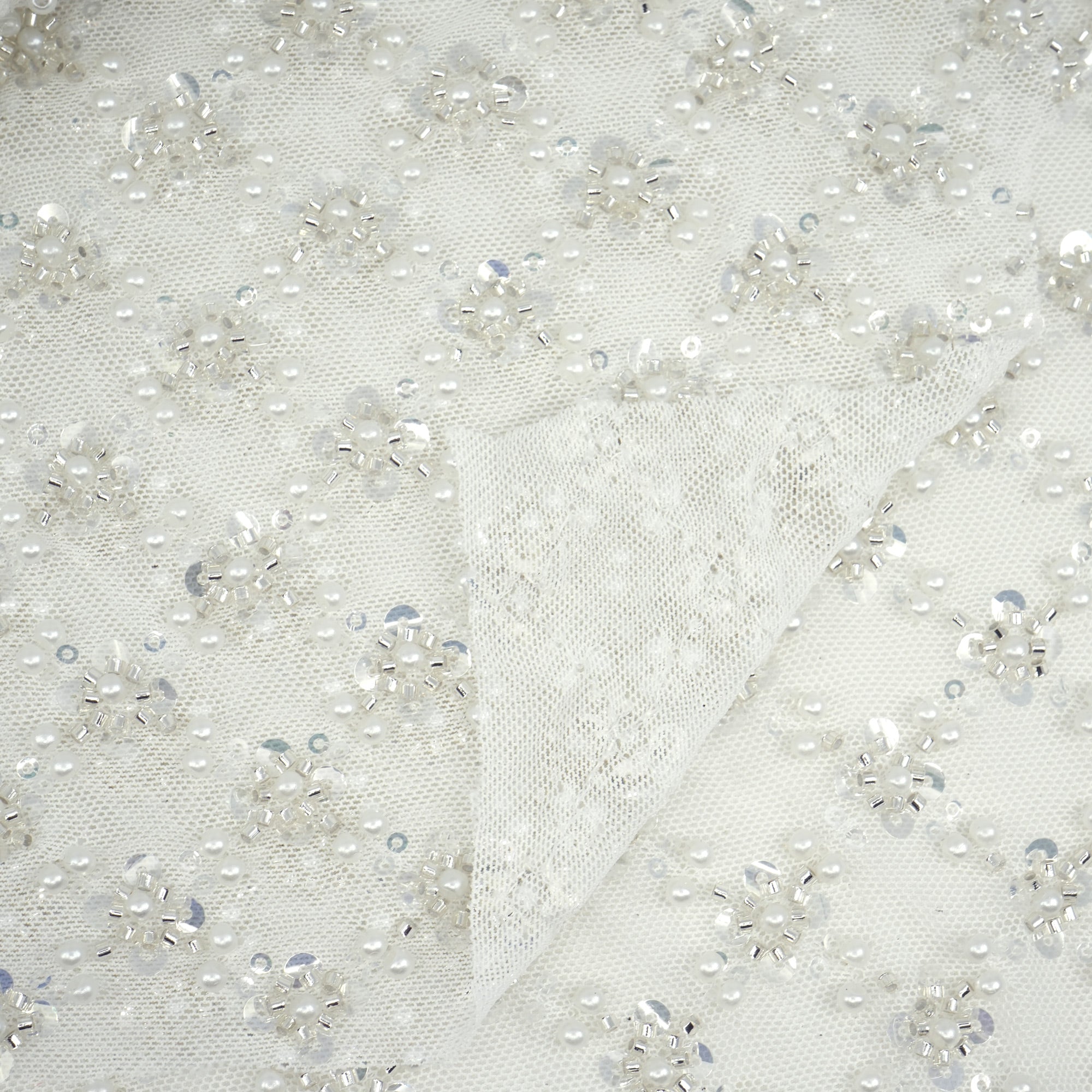 Blossom Beaded with Sequin Stretch Mesh Fabric | CDW