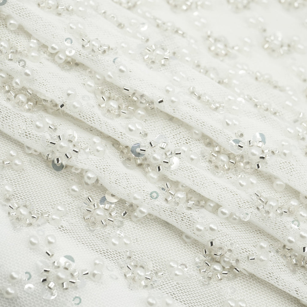 Blossom Beaded with Sequin Stretch Mesh Fabric | CDW
