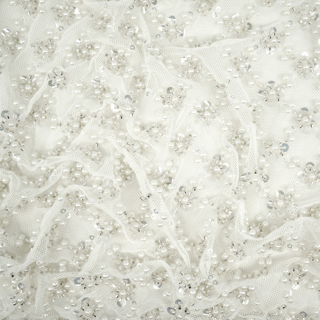 Blossom Beaded with Sequin Stretch Mesh Fabric | CDW