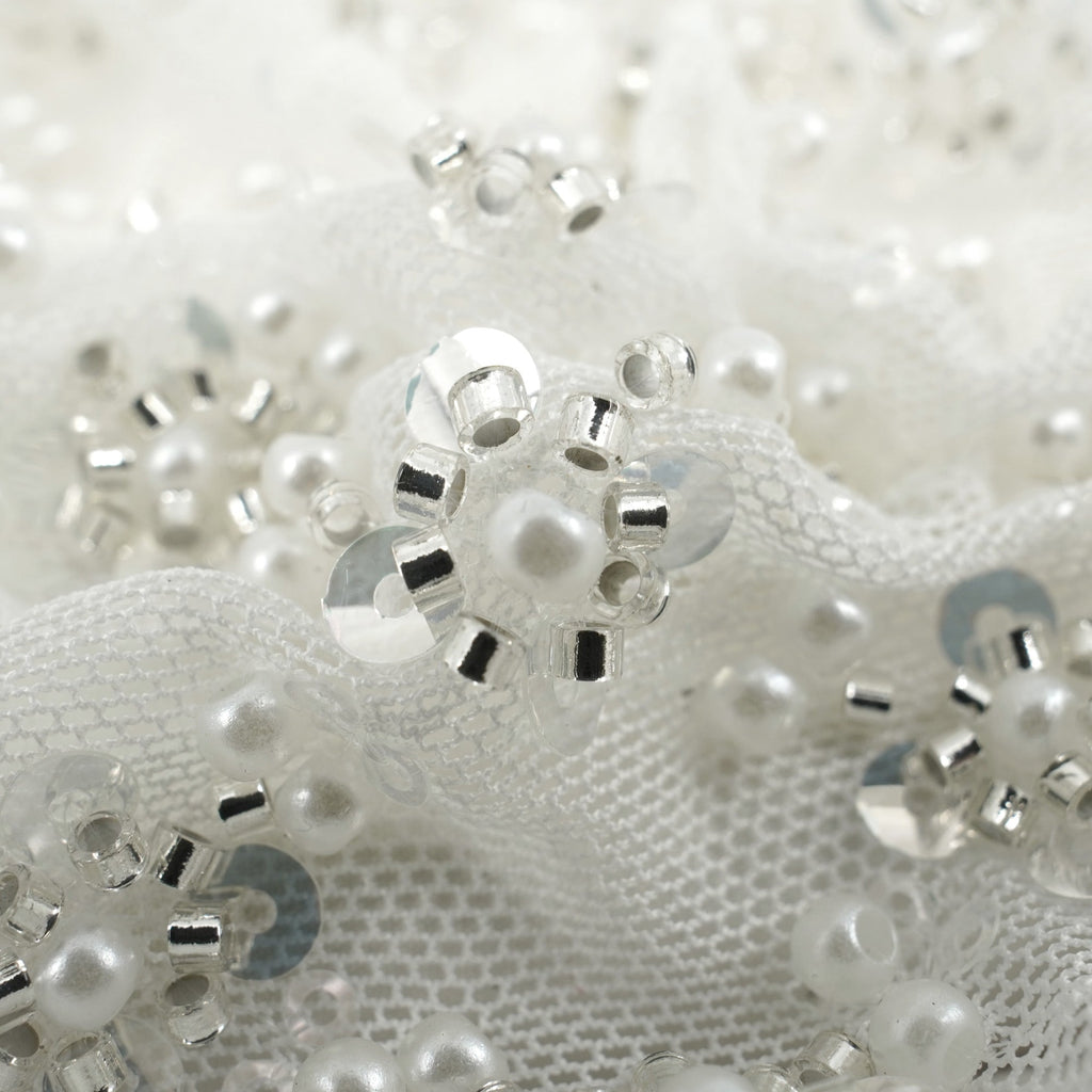 Blossom Beaded with Sequin Stretch Mesh Fabric | CDW