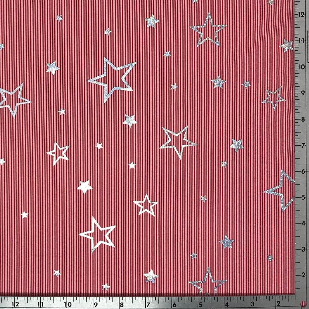 Candy Stripe Stars Foil Printed Spandex | CDW