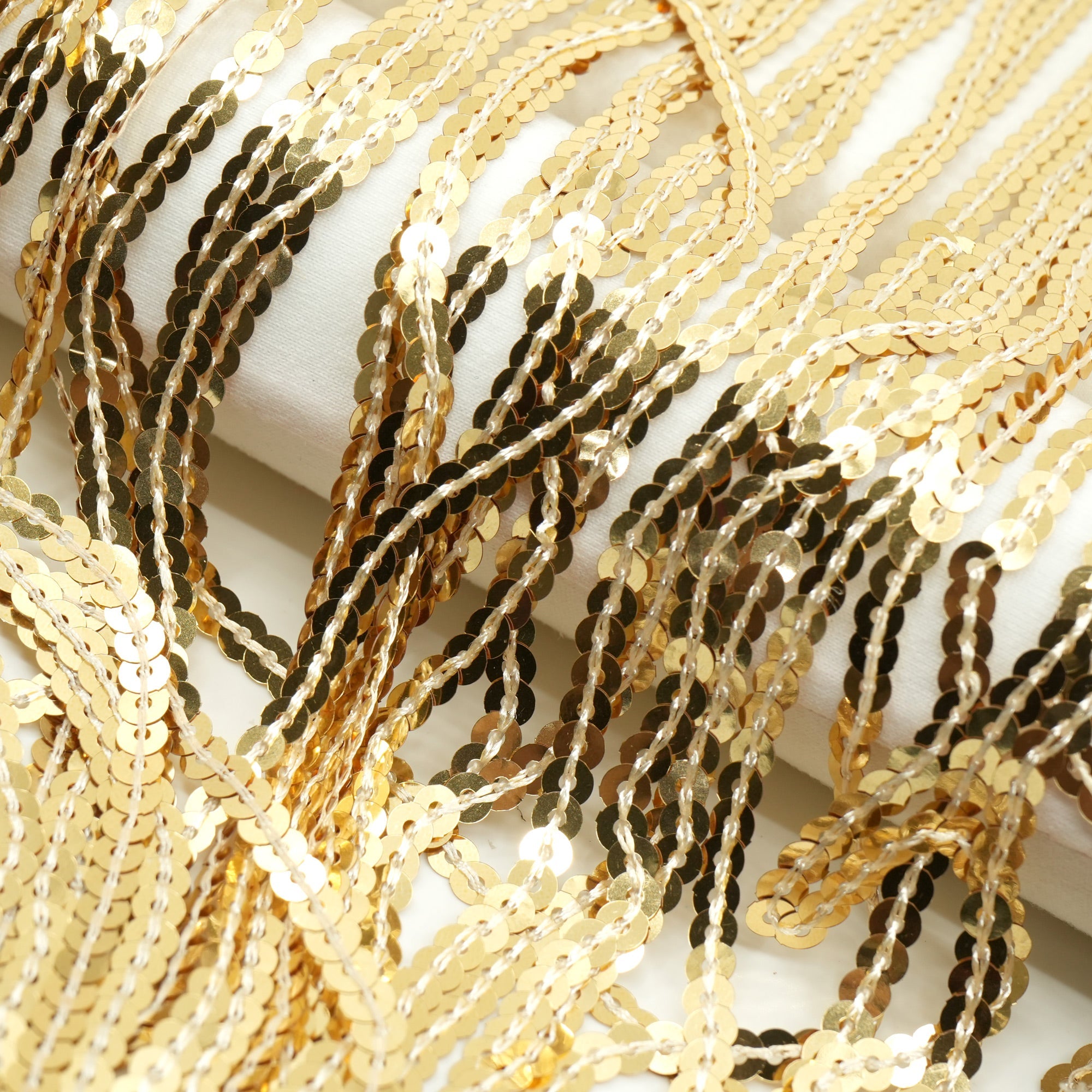 Flounce Fringe Stretch Mesh Sequin Fabric | CDW