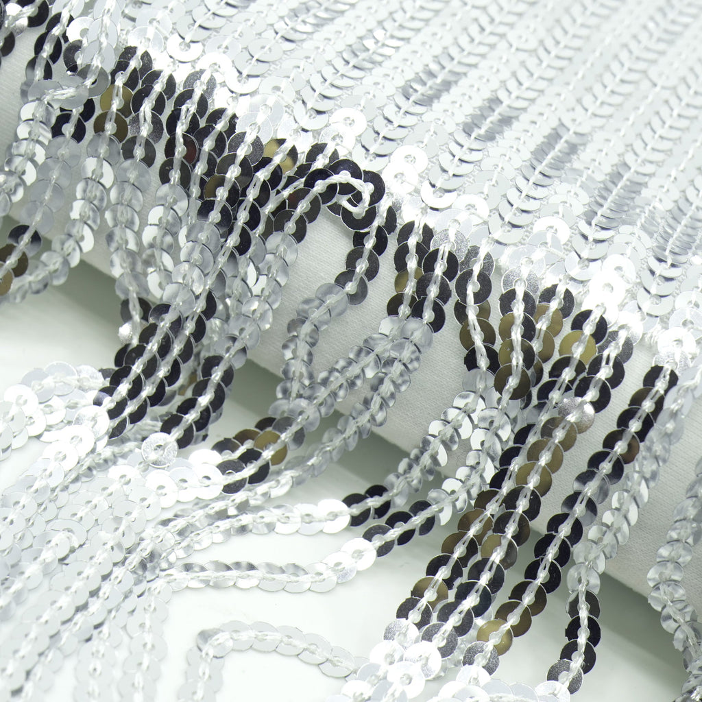Flounce Fringe Stretch Mesh Sequin Fabric | CDW