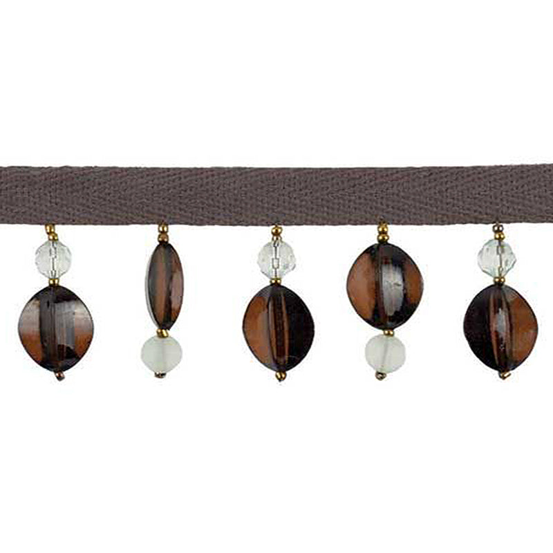 Fantasia Collection - 2" width BEADED FRINGE (15 Yard Roll) - BB-9912-11/06 Grey and Brown