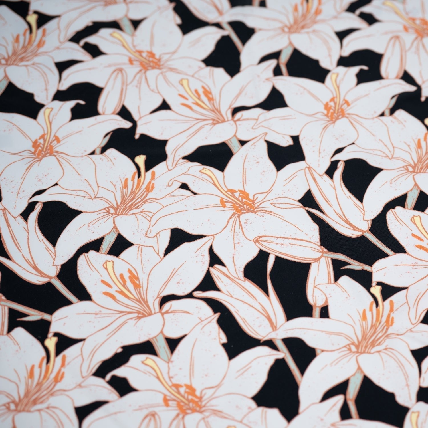 Field of White Lilies Printed Spandex Fabric | CDW