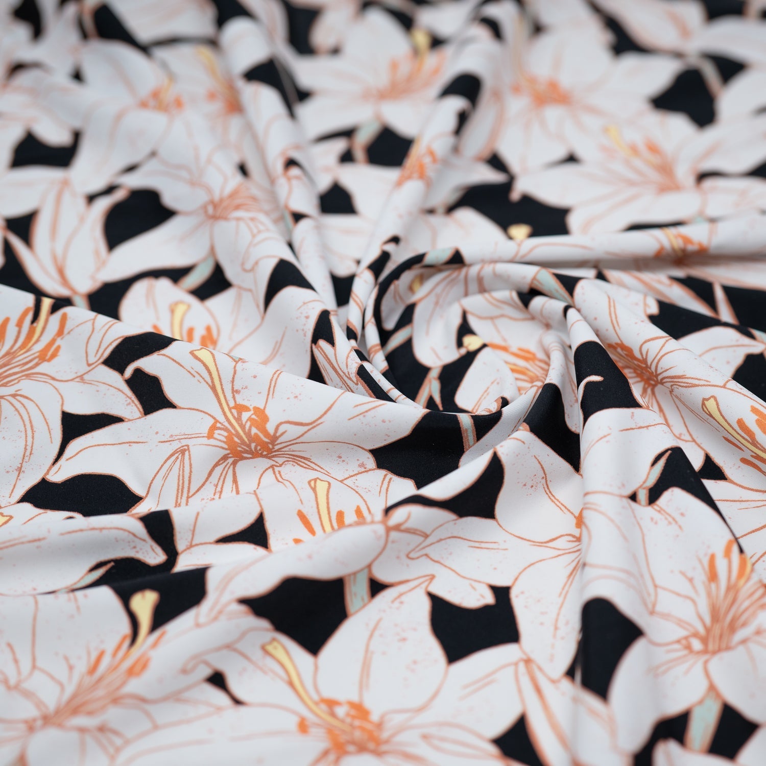 Field of White Lilies Printed Spandex Fabric | CDW