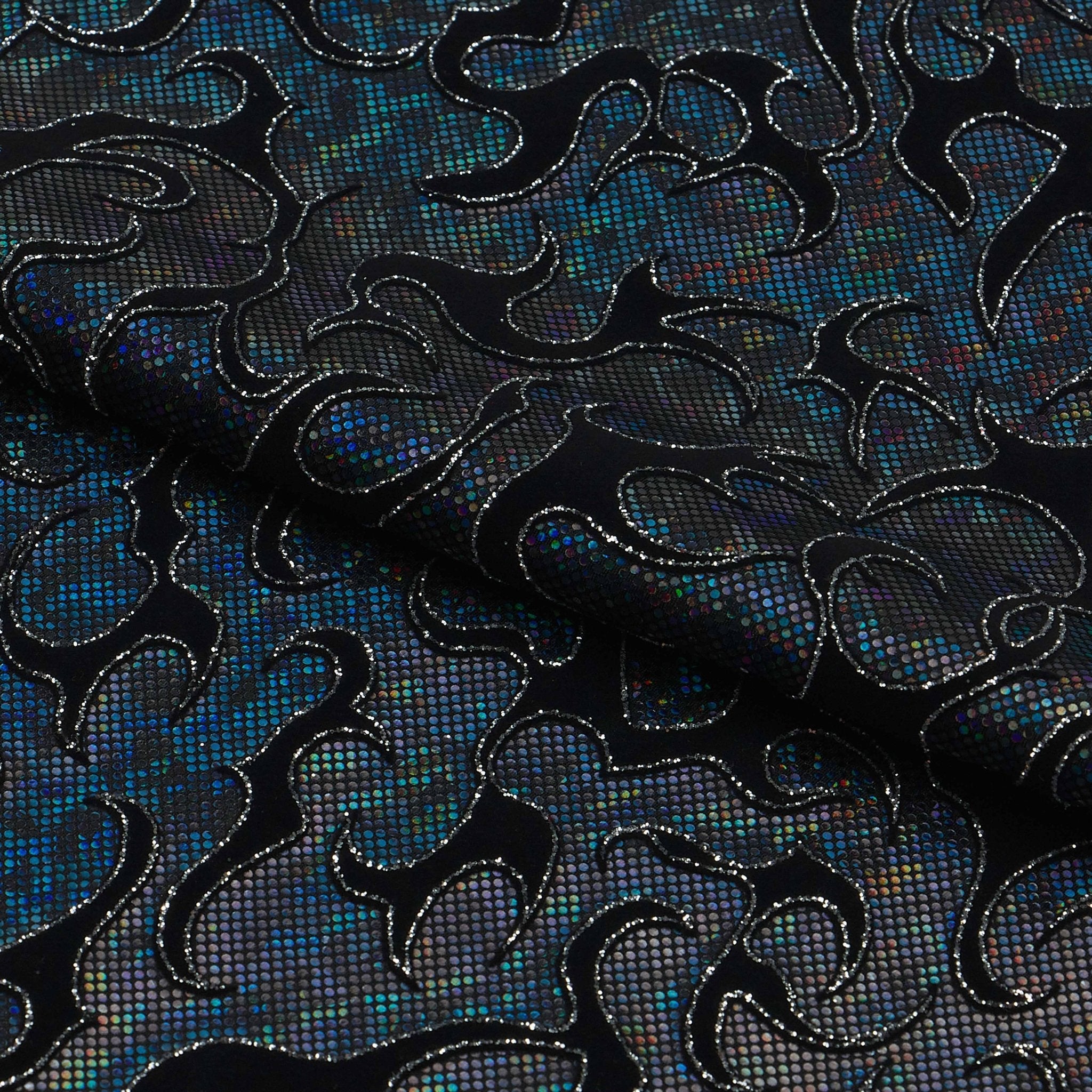 Flame Flocked Hologram Spandex Fabric | CDW
