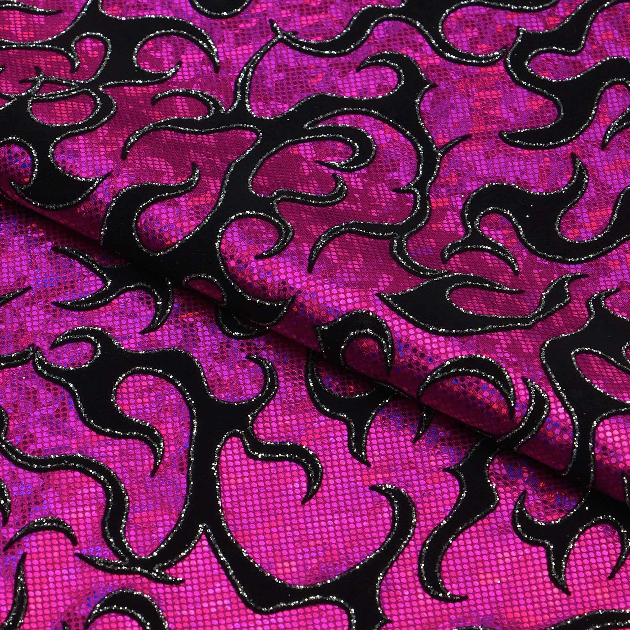 Flame Flocked Hologram Spandex Fabric | CDW