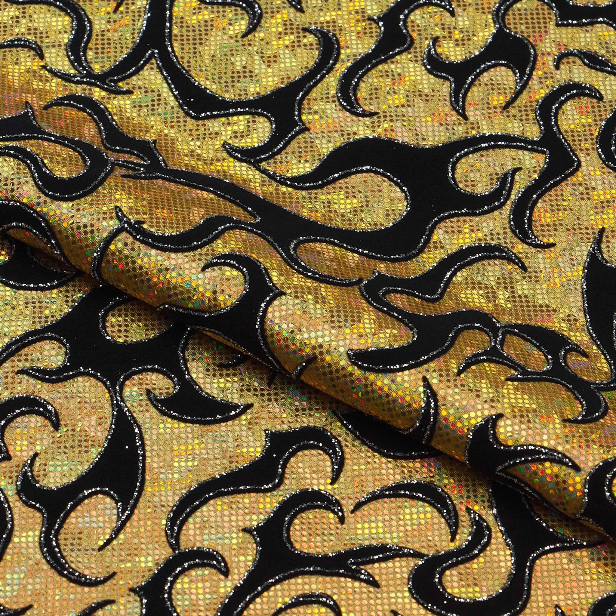 Flame Flocked Hologram Spandex Fabric | CDW