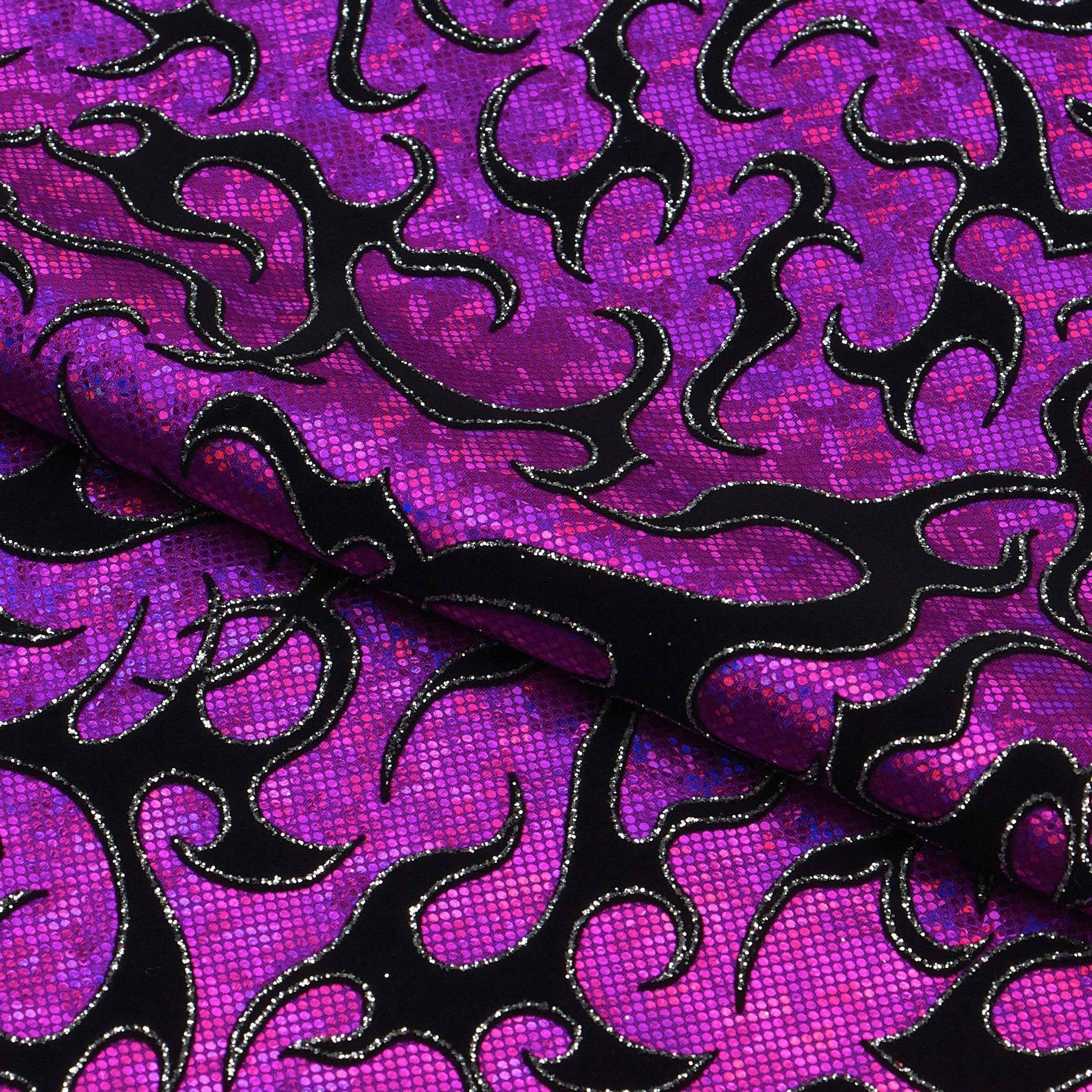 Flame Flocked Hologram Spandex Fabric | CDW