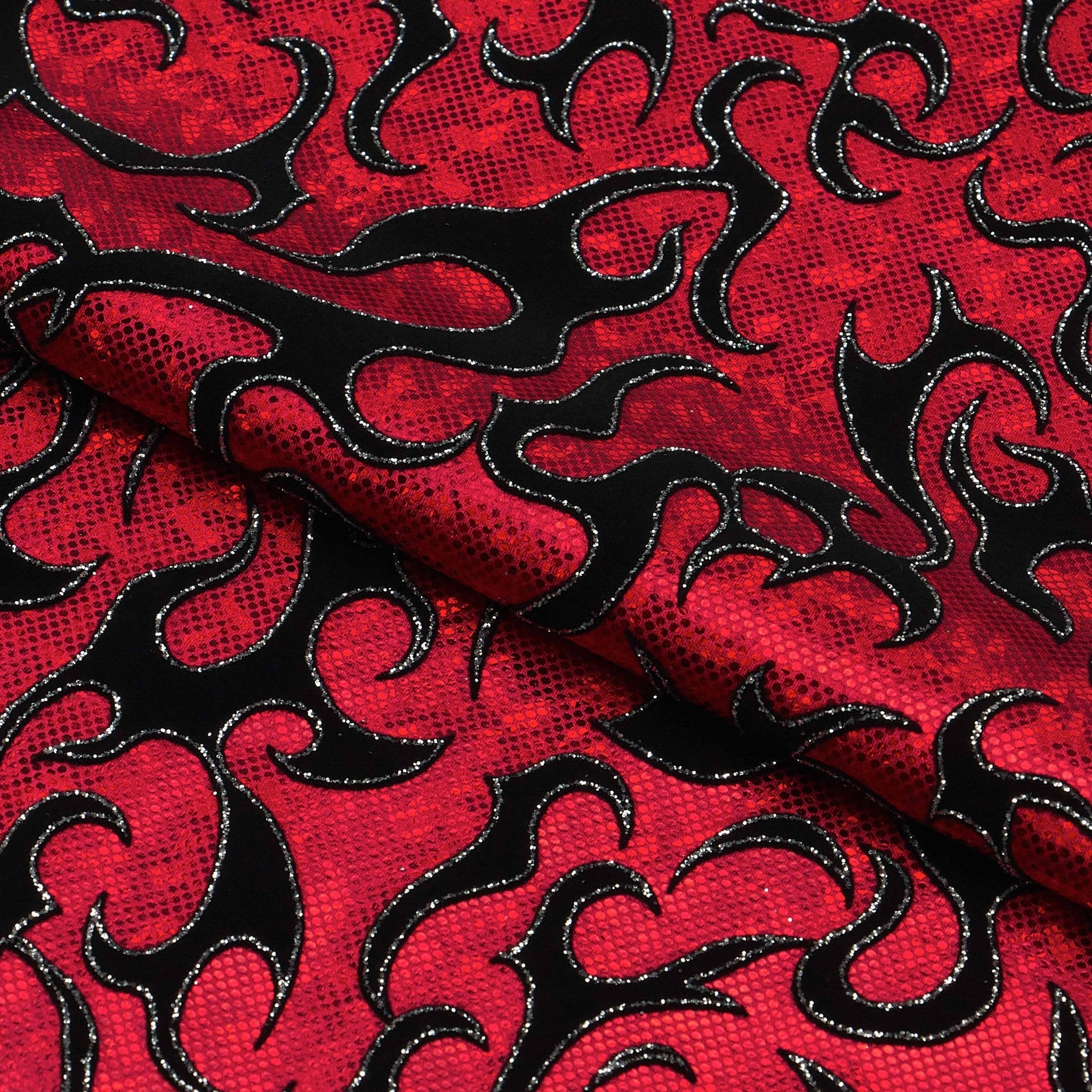 Flame Flocked Hologram Spandex Fabric | CDW