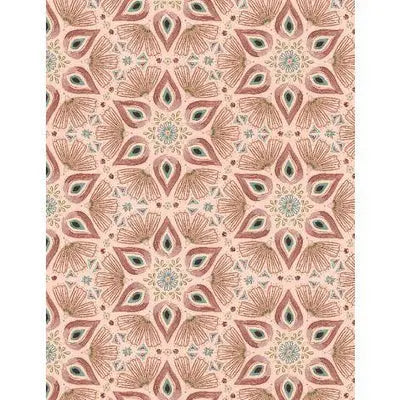 Floralscape - Medallions Pink Cotton 44"/45" Fabric Per Yard