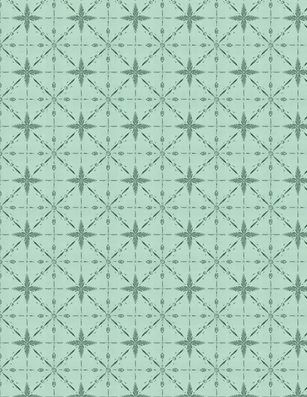 Floralscape - Star Grid Teal Cotton 44"/45" Fabric Per Yard
