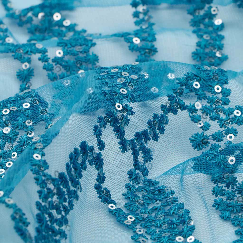 Forget Me Not Embroidered Mesh Fabric | CDW