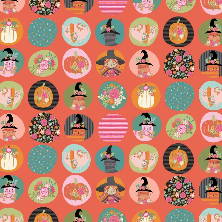 Fun Dots Poppie Cotton Orange 44"/45" Fabric Per Yard