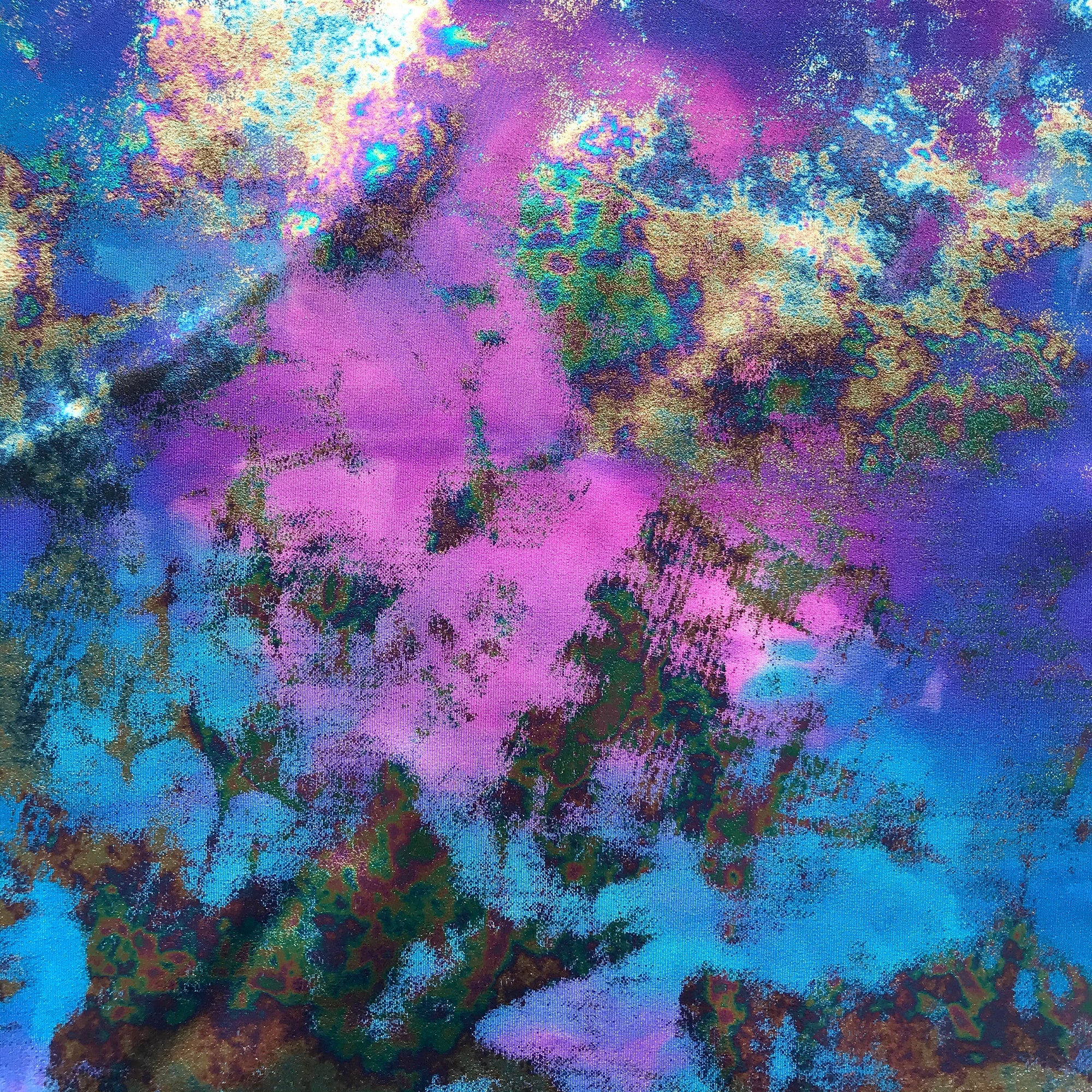 Funky Clouds Foil Printed Spandex Fabric | CDW