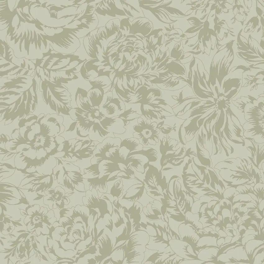 Green Tonal Floral La Fleur Flannel Cotton 42"/43" Fabric Per Yard