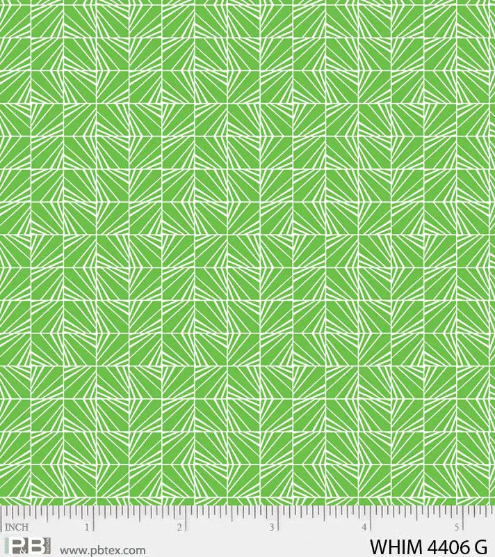Green Whimsy Square Facets 44"/45" Fabric Per Yard