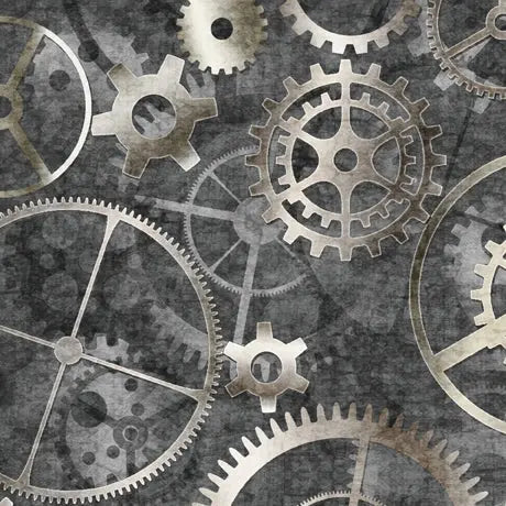 Grey Gears Wideback Cotton Fabric