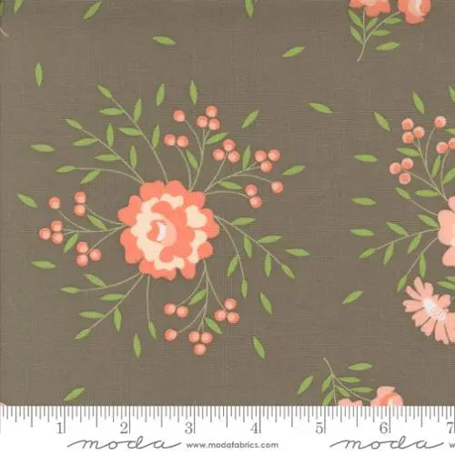 Grey Abloom Slate Springtime Rose Florals 44"/45" Fabric Per Yard
