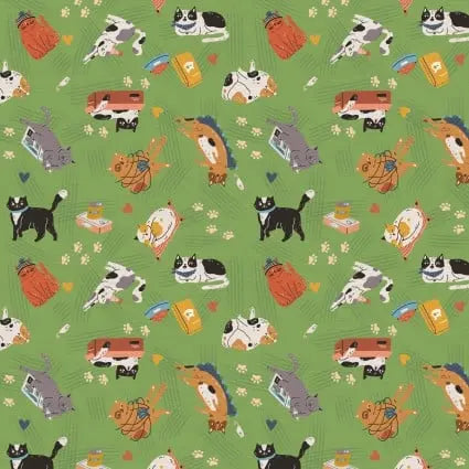 Here Kitty, Kitty Kitty Toss 43"/44" Fabric Per Yard