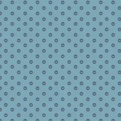 Here Kitty, Kitty Polka Paws Blue 43"/44" Fabric Per Yard