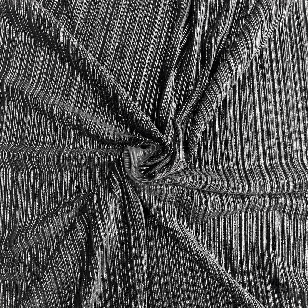 Metallic Pleated Stretch Velvet Fabric