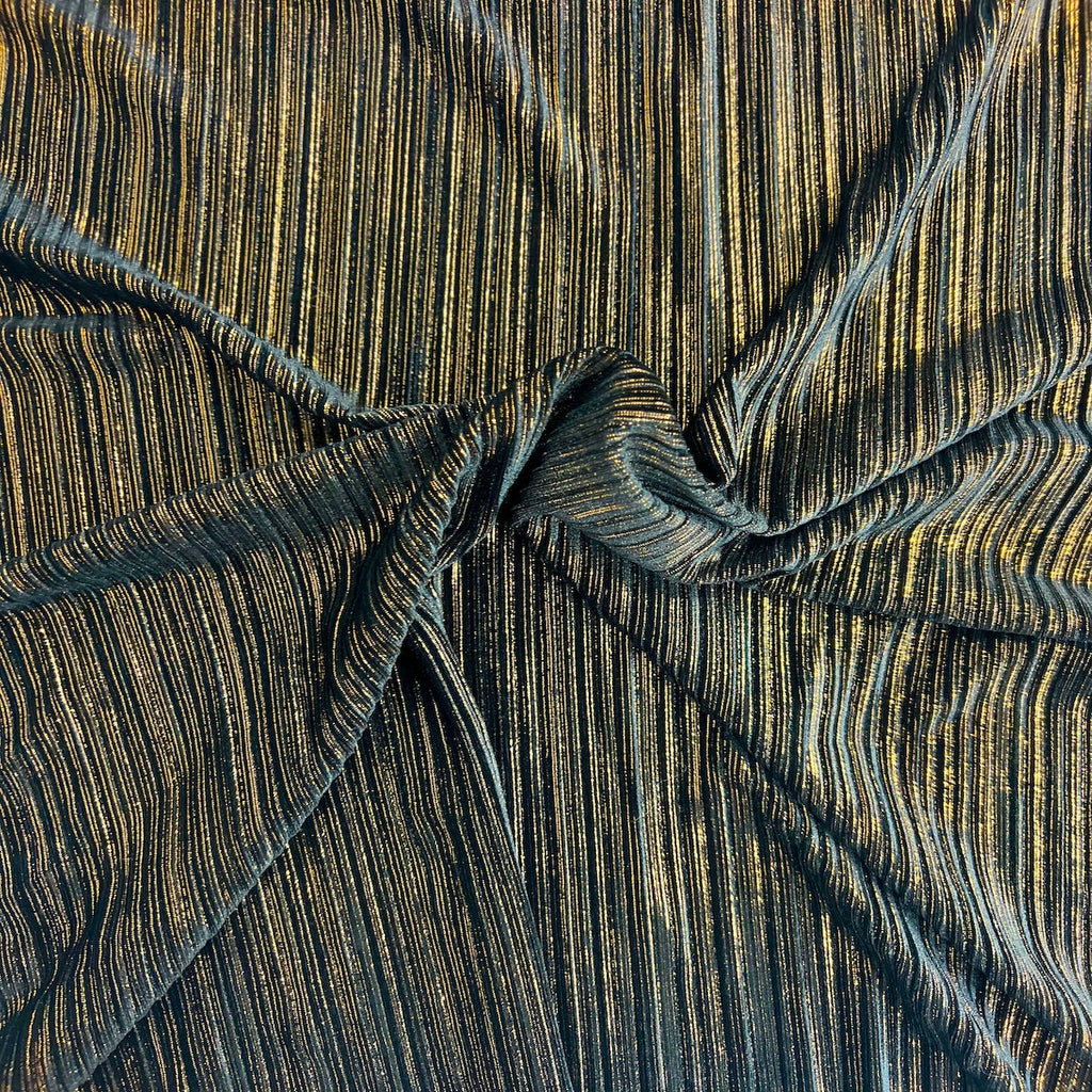 Metallic Pleated Stretch Velvet Fabric