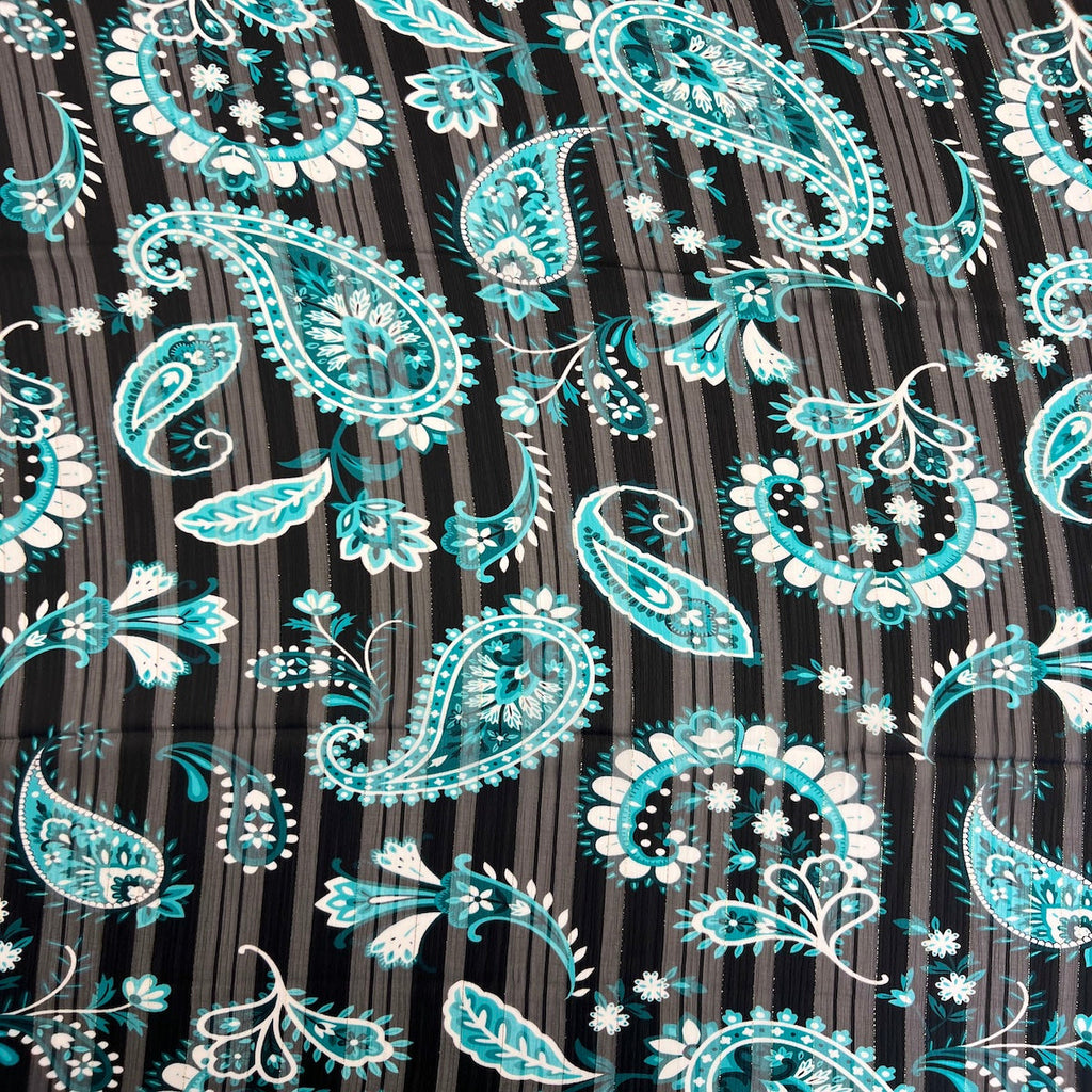 Paisley Print Metallic Stripe Chiffon Fabric