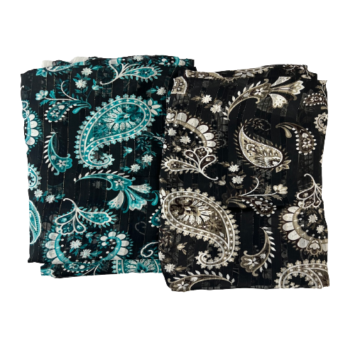 Paisley Print Metallic Stripe Chiffon Fabric