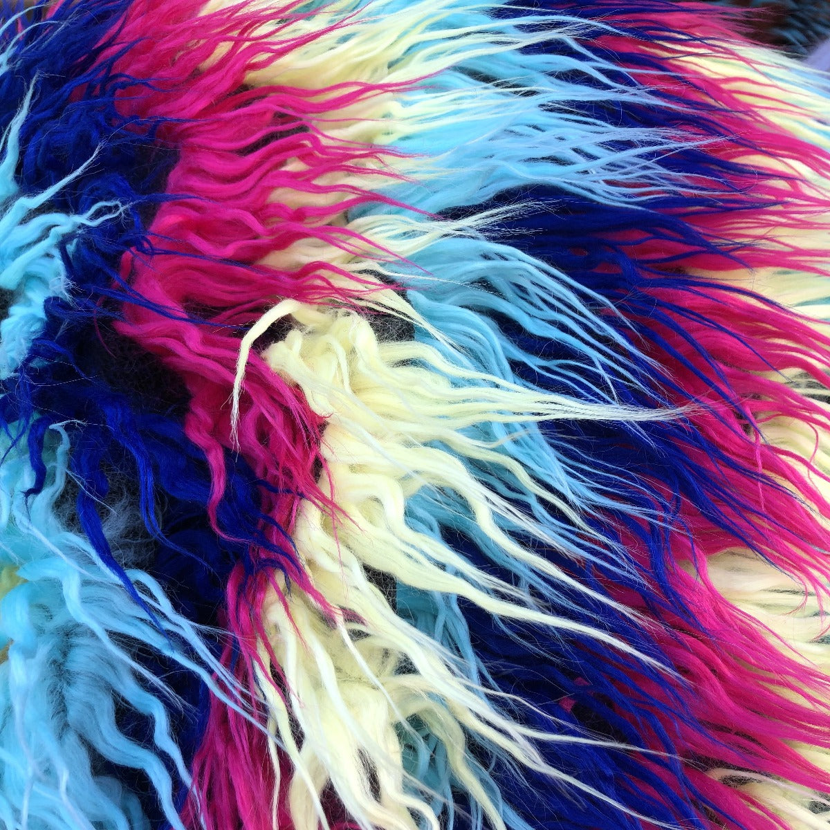 Multicolor Curly Long Pile Faux Fur Fabric